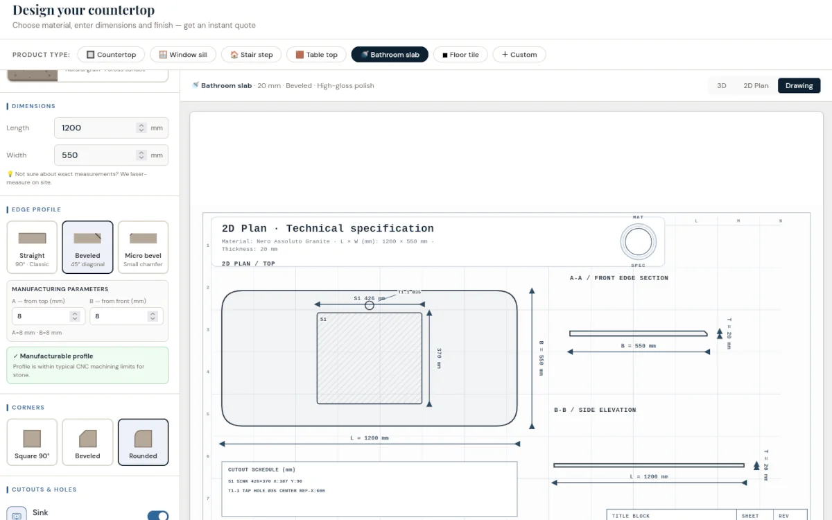 Rysunek techniczny z wymiarami — PDF generowany automatycznie dla producenta