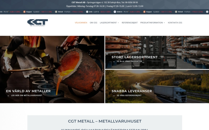 CGT — strona firmowa B2B dla firmy z branży metalowej