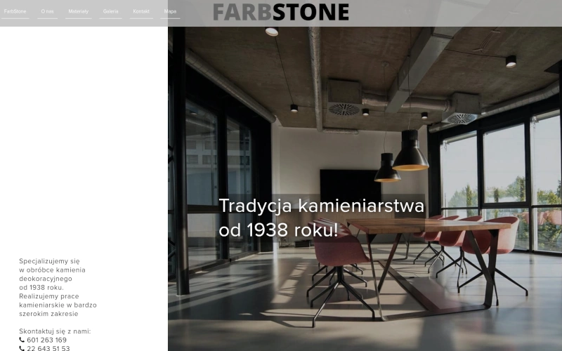Farbstone — elegancka strona dla firmy kamieniarskiej