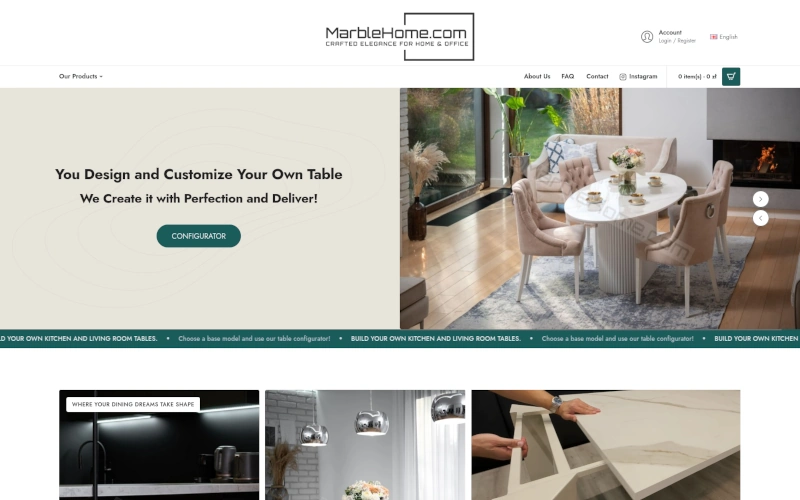 Marble Home — konfigurator produktów i system ofertowania